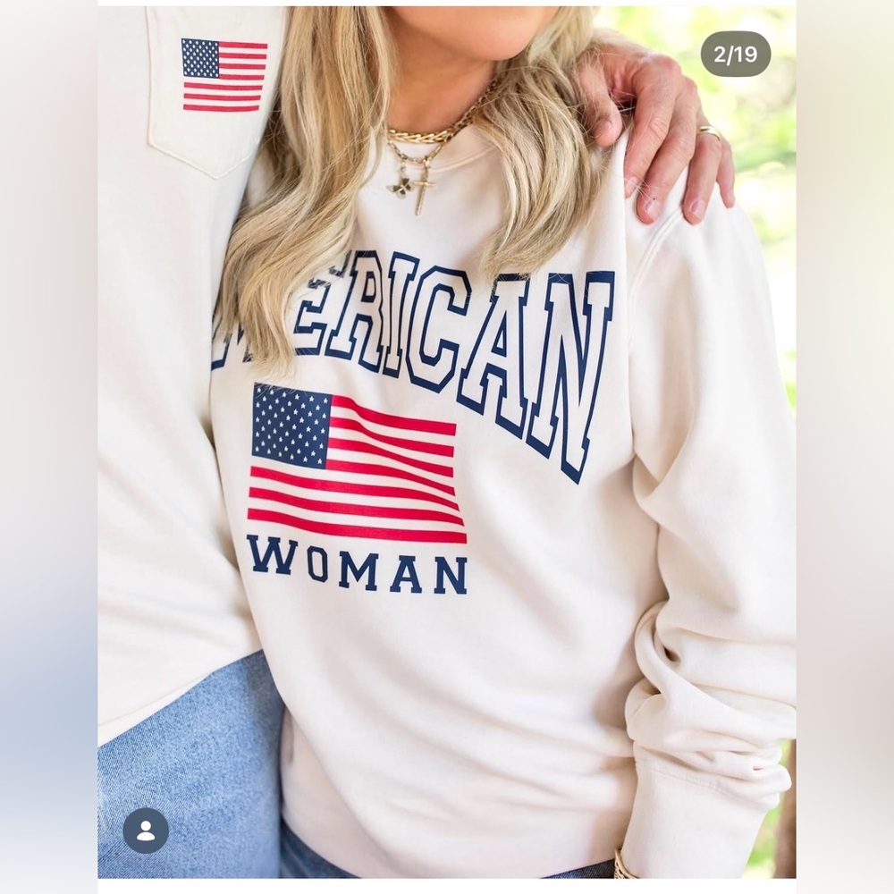 Mallory Irvin Living Fully "American Woman" Sweatshirt Limited Edition Patriotic